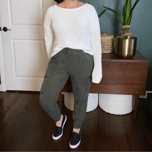 Banana Republic- 100% Lyocell cargo joggers elastic waist drawstring steel green - Picture 15 of 15